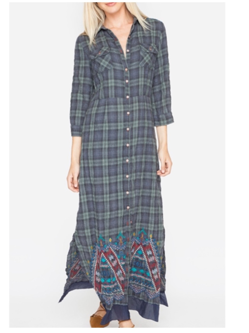 Johnny Was 3J Workshop Sissa Plaid Maxi Size XS